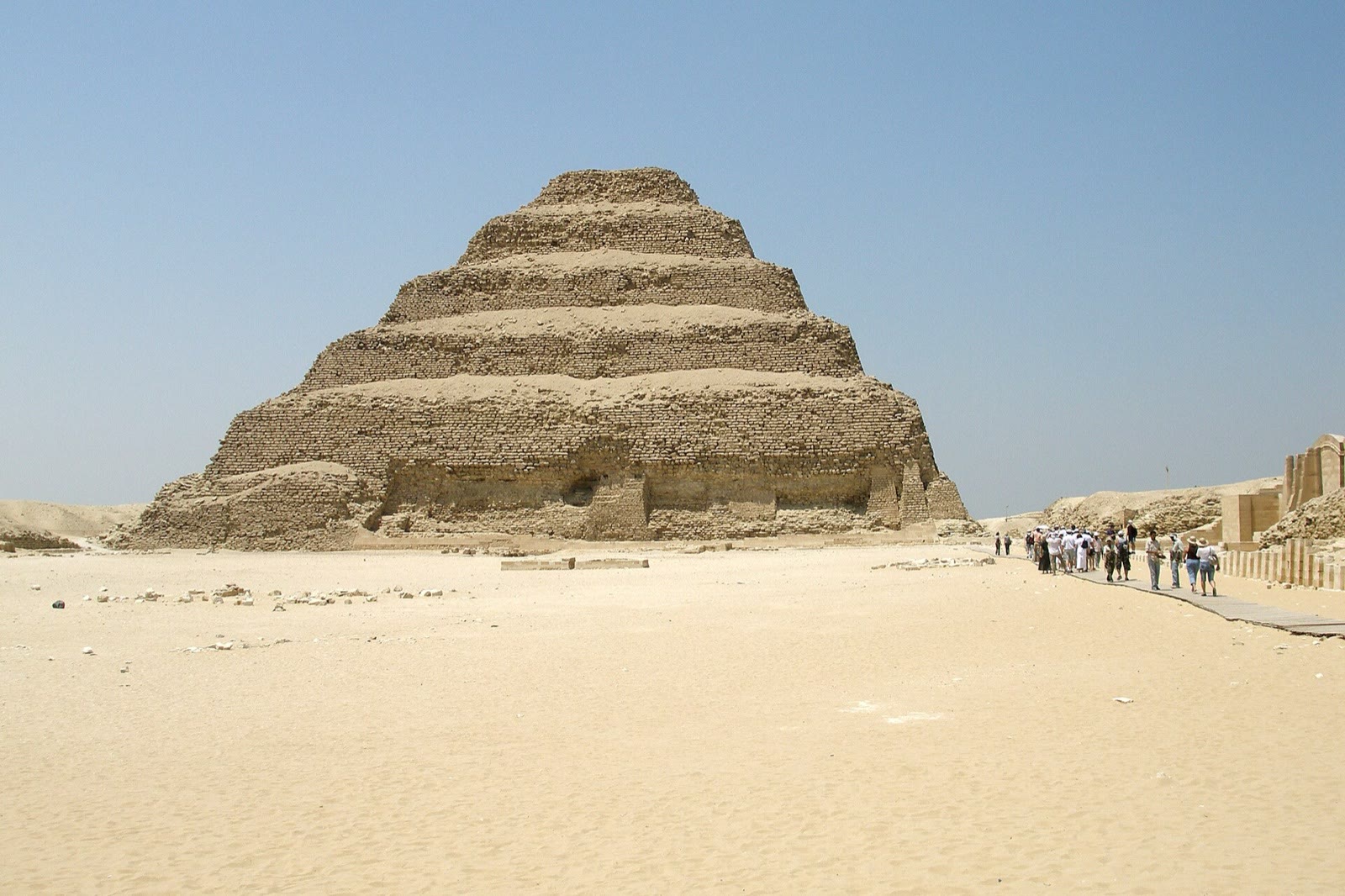 The stepped limestone form of Djoser's pyramid at Saqqara